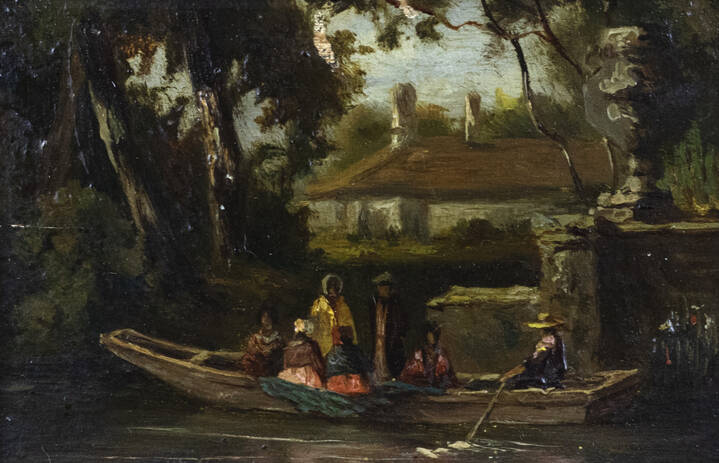 VIRGILE NARCISSE DIAZ - 'In barca sul fiume' 1860