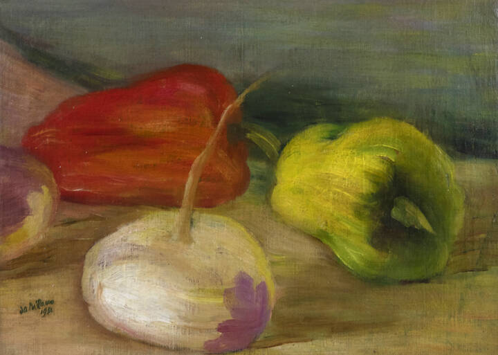 GIULIO DA MILANO - 'Natura morta con peperoni e rapa' 1931