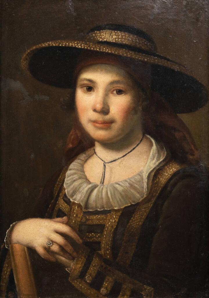 PITTORE ANONIMO - 'Ragazza in costume' XIX secolo