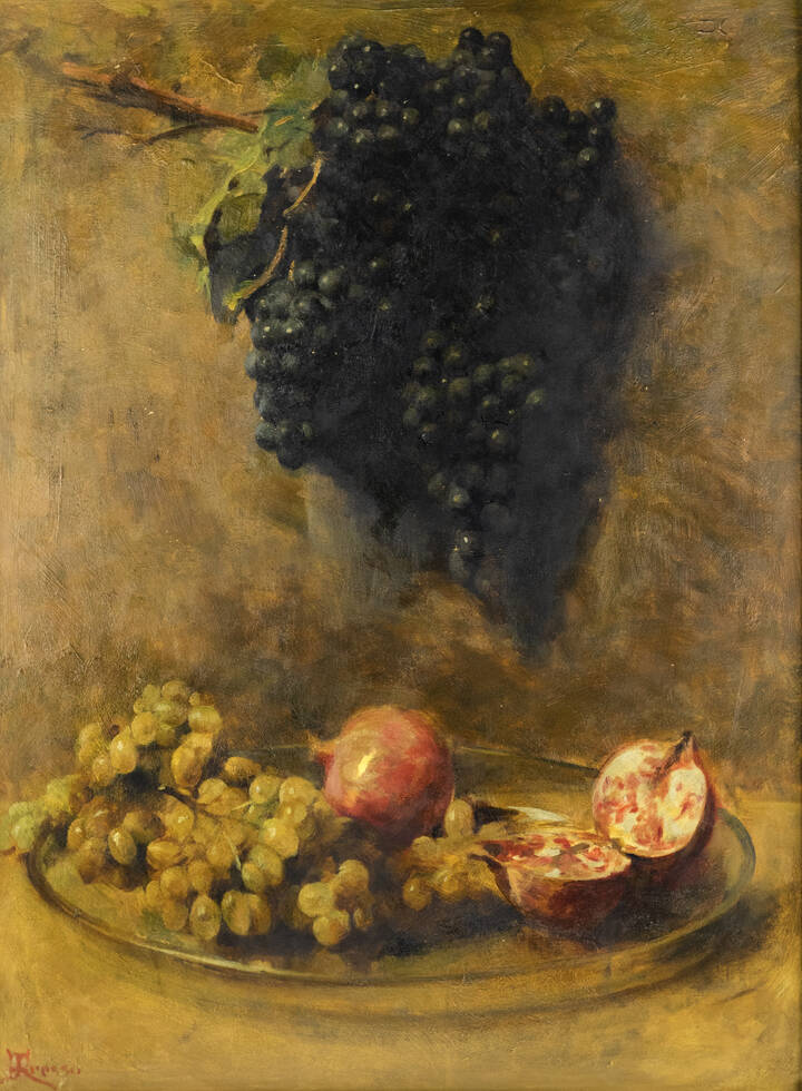 GIACOMO GROSSO - 'Natura morta con uva e melagrane' 