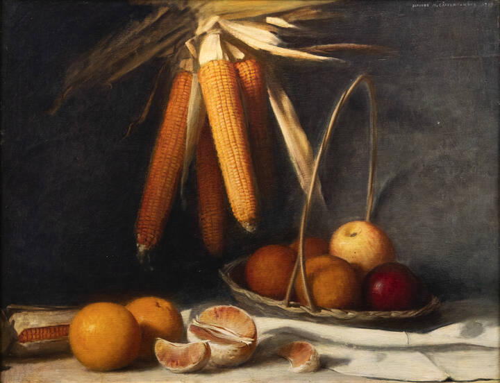 MARIO CAFFARO RORE - 'Natura morta con mele, arance e pannocchie' 1946