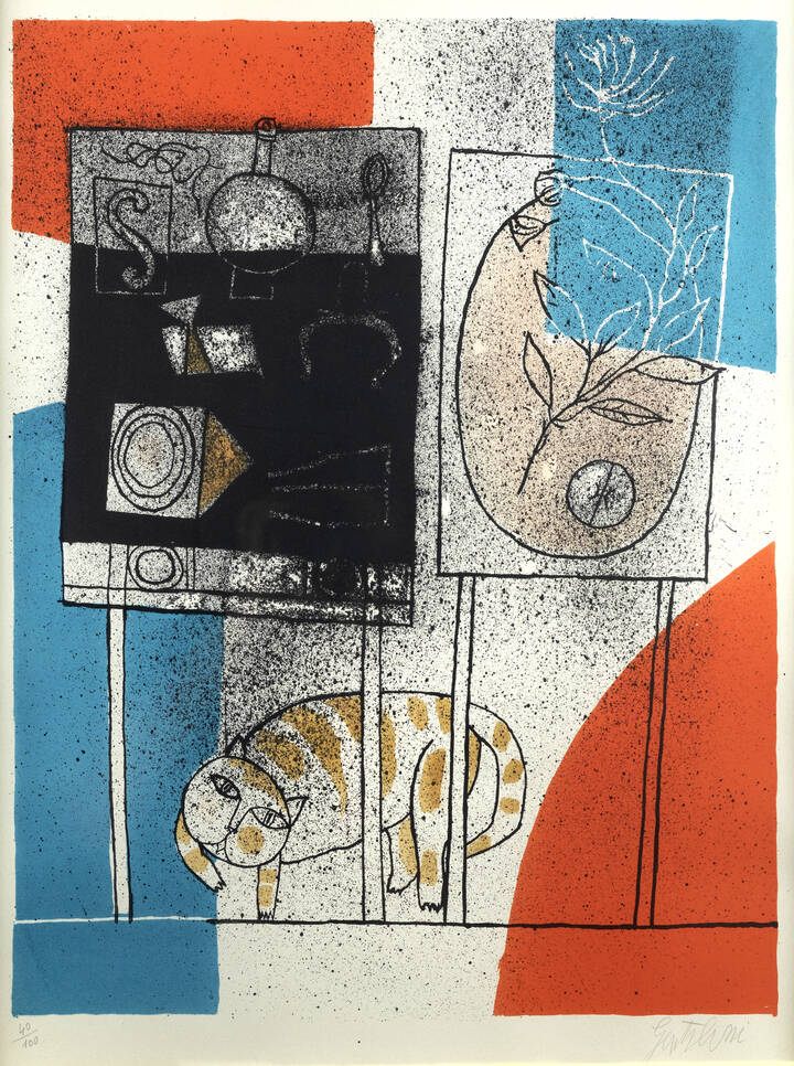 FRANCO GENTILINI - 'Natura morta con gatto'