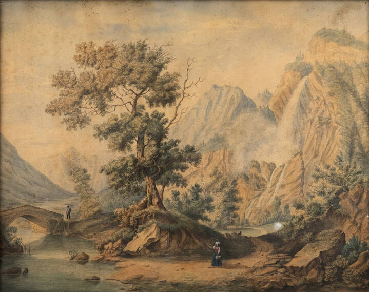 ENRICO TIRONE - 'Paesaggio montano' 1858