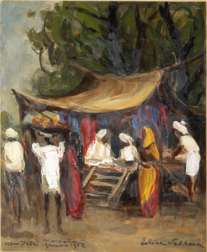 FELICE VELLAN - 'New Delhi - mercato' 1962