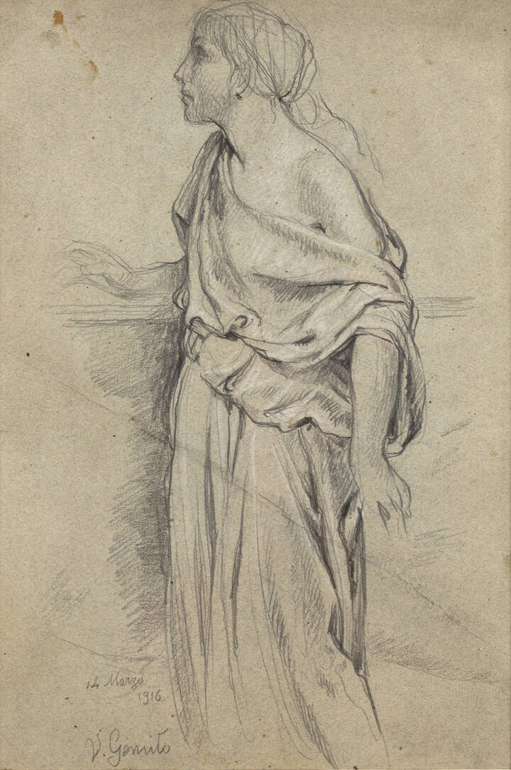 VINCENZO GEMITO - 'Studio per monumento' 14 marzo 1916