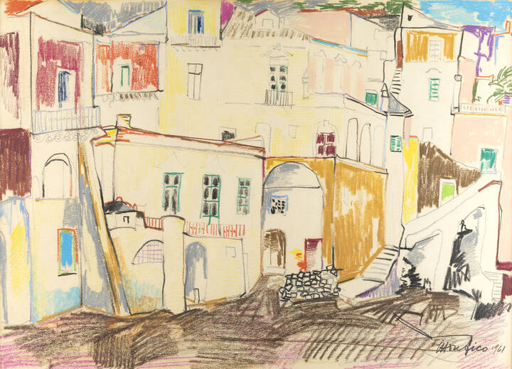 ETTORE FICO - 'Veduta di paese' 1961