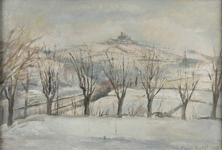 CLAUDIO BONICHI - 'Paesaggio con neve e alberi' 1987