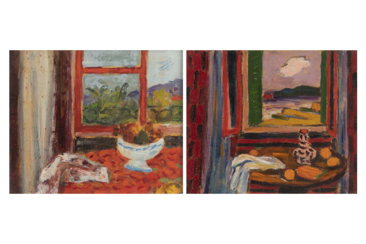 GIULIO DA MILANO - a-'Finestra a Villefrance' 1972<br>b- 'Interno con fruttiera e finestra'