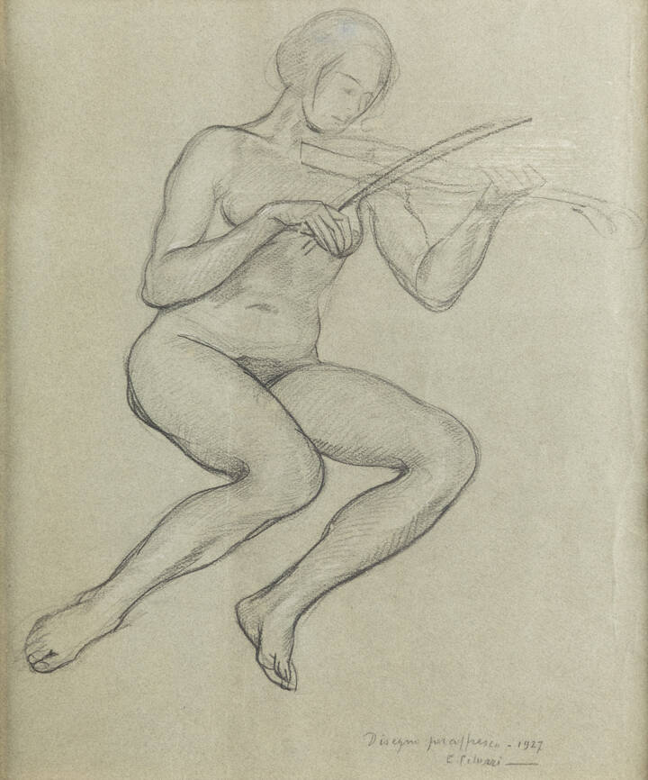 ESO PELUZZI - 'Disegno per affresco-(Violinista nuda)' 1927