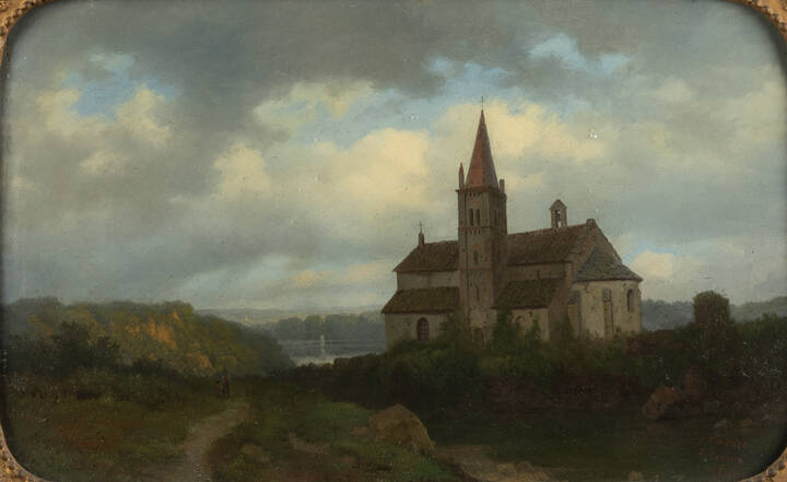 CARLO PIACENZA - 'Paesaggio con chiesa'