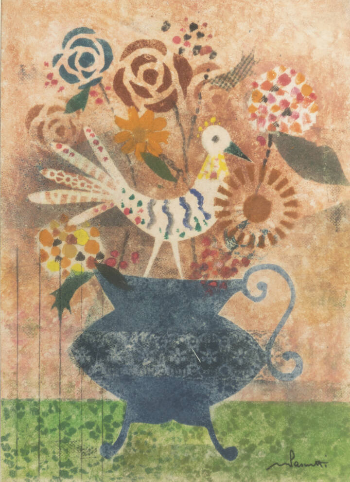 MARIO PASCUTTI - 'Vaso con gallo'