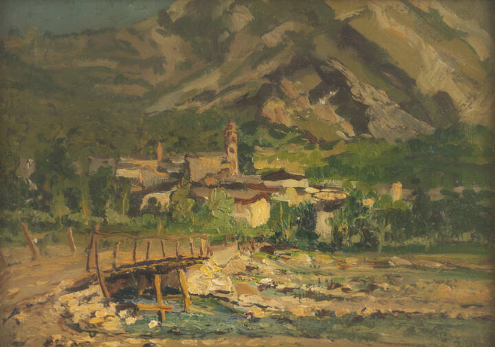 ROMOLO GARRONE - 'Paesaggio montano con fiume'