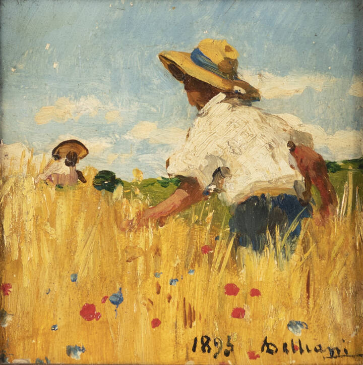 LORENZO DELLEANI - 'Tra le spighe di grano' 1893