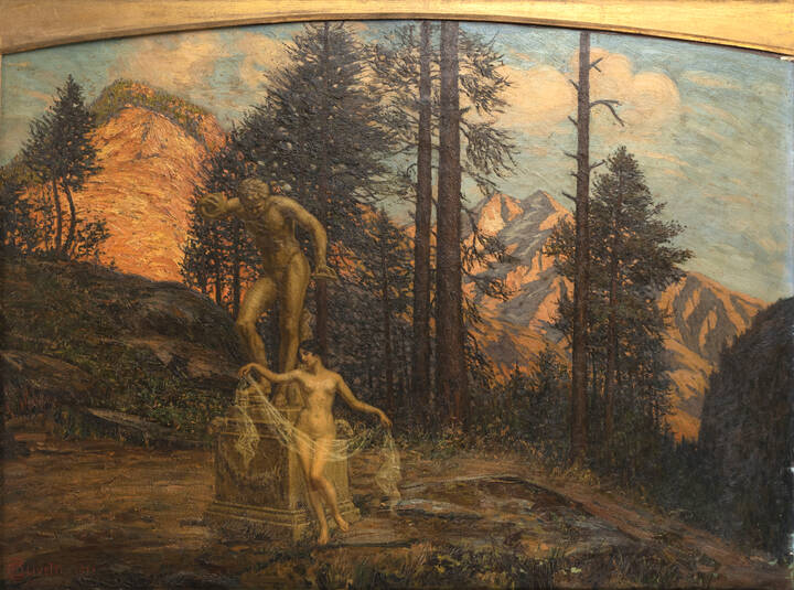 ERCOLE OLIVETTI - 'Paesaggio con danzatrice e scultura' 1932