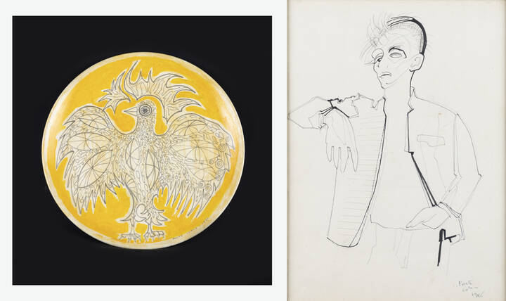 PONTE CORVO (Raffaele Pontecorvo) - A. -'Ritratto virile' 1956<br>B. -'Uccello' 1966