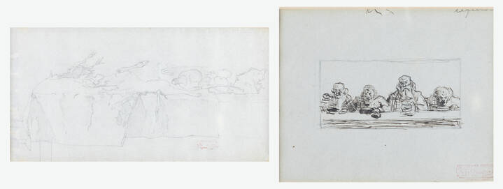 GIOVANNI BATTISTA QUADRONE - Lotto di due opere:<br>A. ' Interno di osteria'<br>B. 'Mensa con cacciagione'<br>