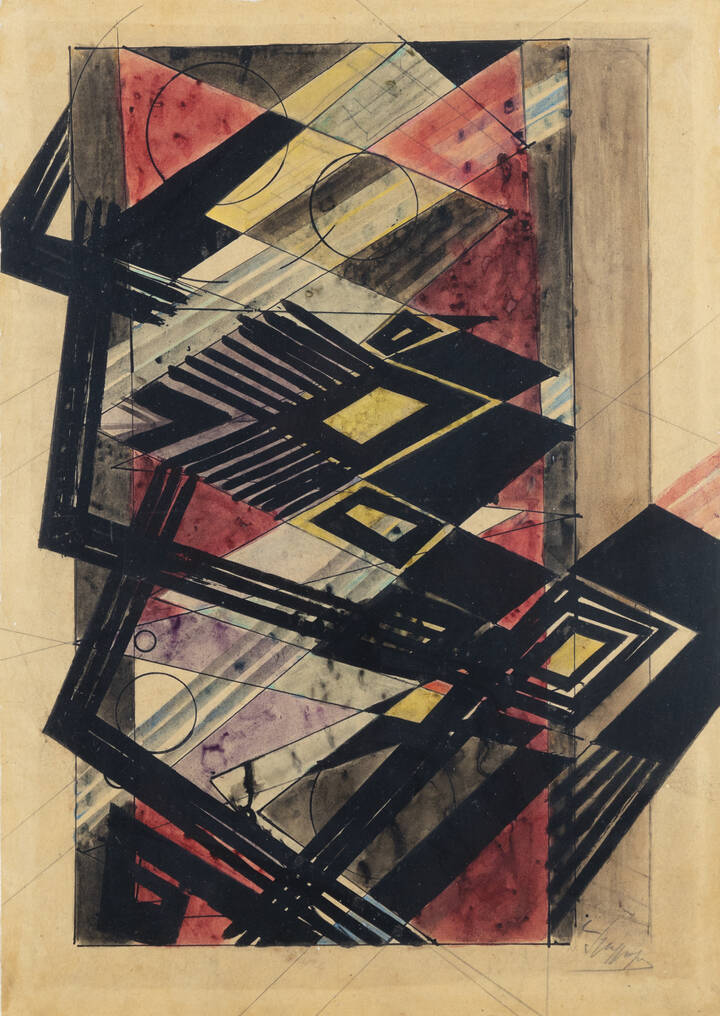 LUIGI SPAZZAPAN - 'Intersezione (Composizione geometrica verticale)' 1946