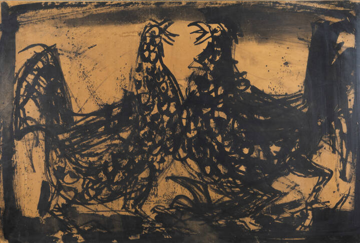 LUIGI SPAZZAPAN - 'Due galline' 1950 