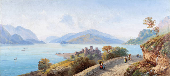 CARLO BOSSOLI - 'Veduta del lago di Como' 1880