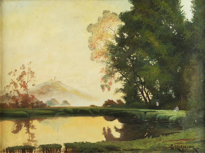 PITTORE NON IDENTIFICATO - 'Paesaggio lacustre'