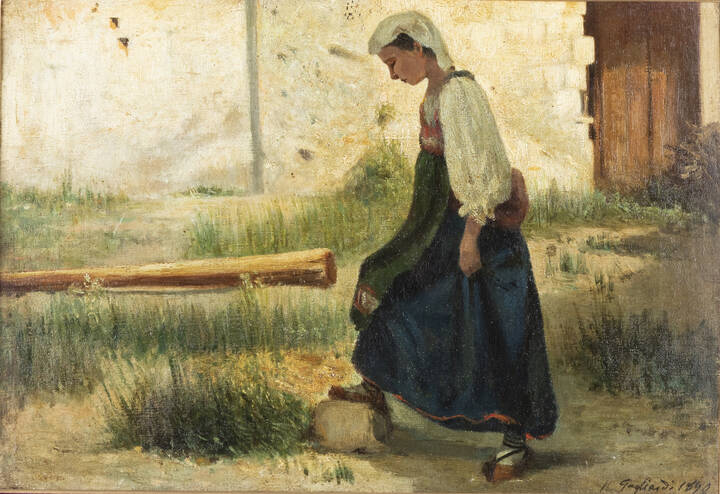 PITTORE NON IDENTIFICATO - 'All'innaffiatoio' 1890