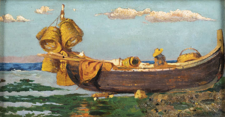 PITTORE NON IDENTIFICATO - 'Barca di pescatori'