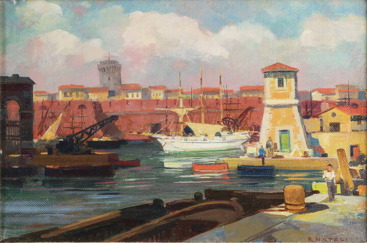 RENATO NATALI - 'Vecchia Darsena Livorno' fine anni '40