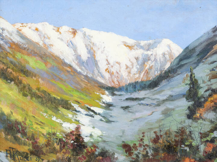 PITTORE NON IDENTIFICATO - 'Paesaggio montano' 1957 