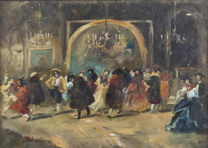 PITTORE NON IDENTIFICATO - 'Ballo carnevalesco' 1880