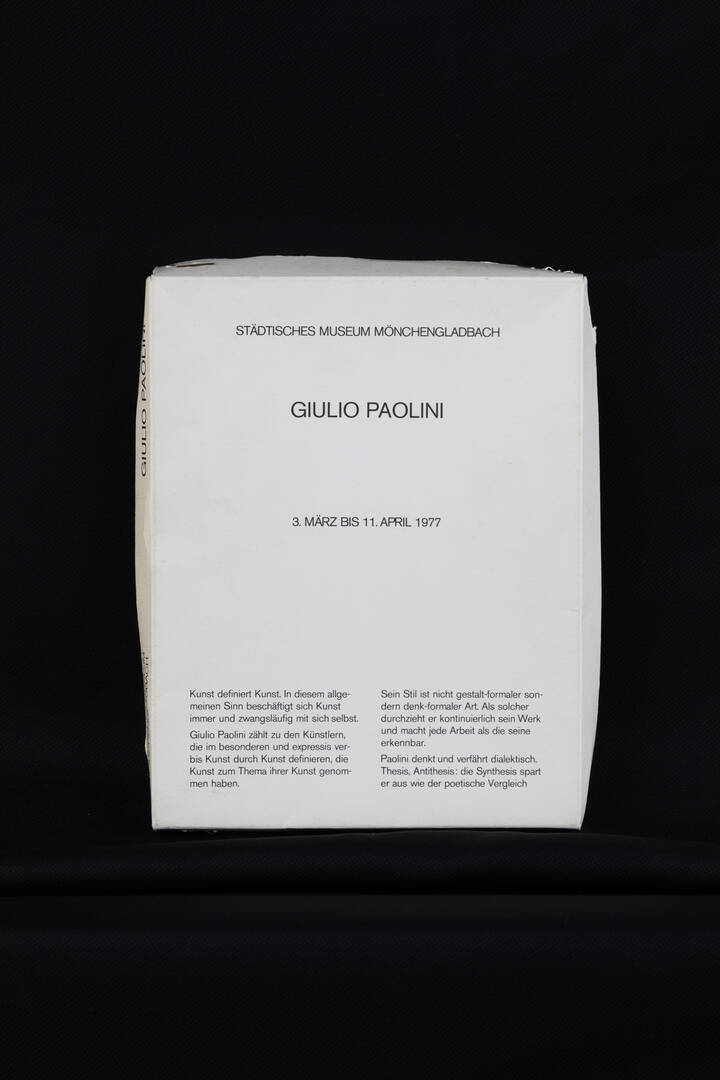 GIULIO PAOLINI - 'Giulio Paolini. Städtisches Museum Mönchengladbach - 3 marz bis 11. April 1977'