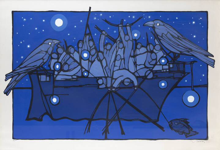 FRANCESCO CASORATI - 'Barca e merli'