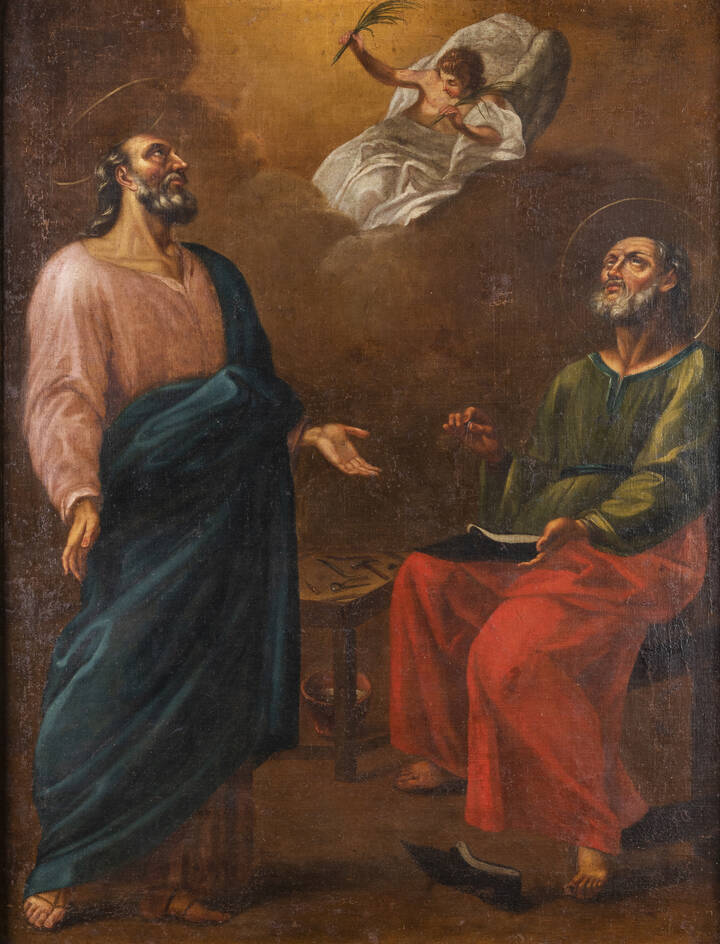 PITTORE ANONIMO DEL XVIII SECOLO - 'San Crispino e San Crispiniano' 