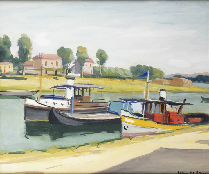 FELICE VELLAN - 'A Pavia, il canale sbocca nel Ticino' giugno XVII 1939