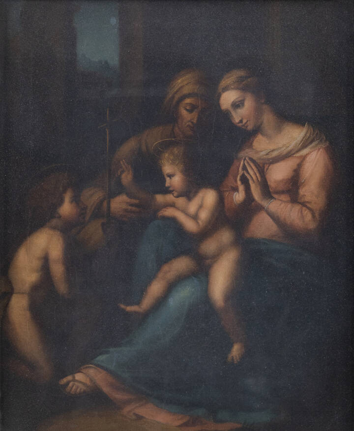 PITTORE ANONIMO DEL XVII SECOLO  - 'Madonna con Bambino, Sant'Anna e San Giovannino'