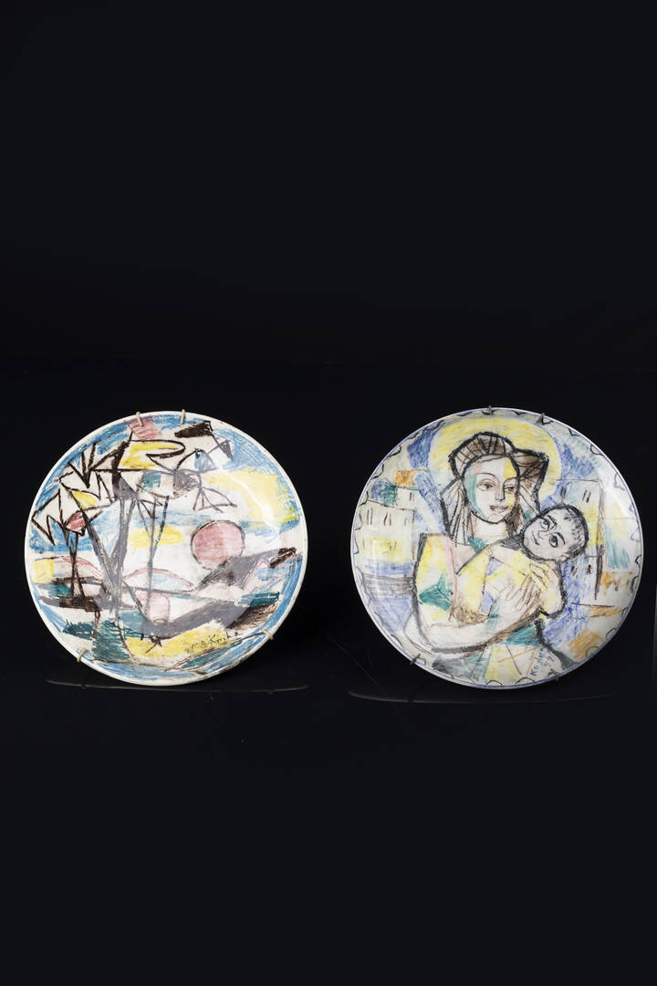 IBRAHIM KODRA - 'Paesaggio'<br>'Mamma e figlio'