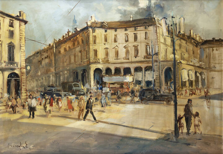 EDMONDO MANEGLIA - 'Scorcio di Piazza Vittorio all'imbocco di Via Po'