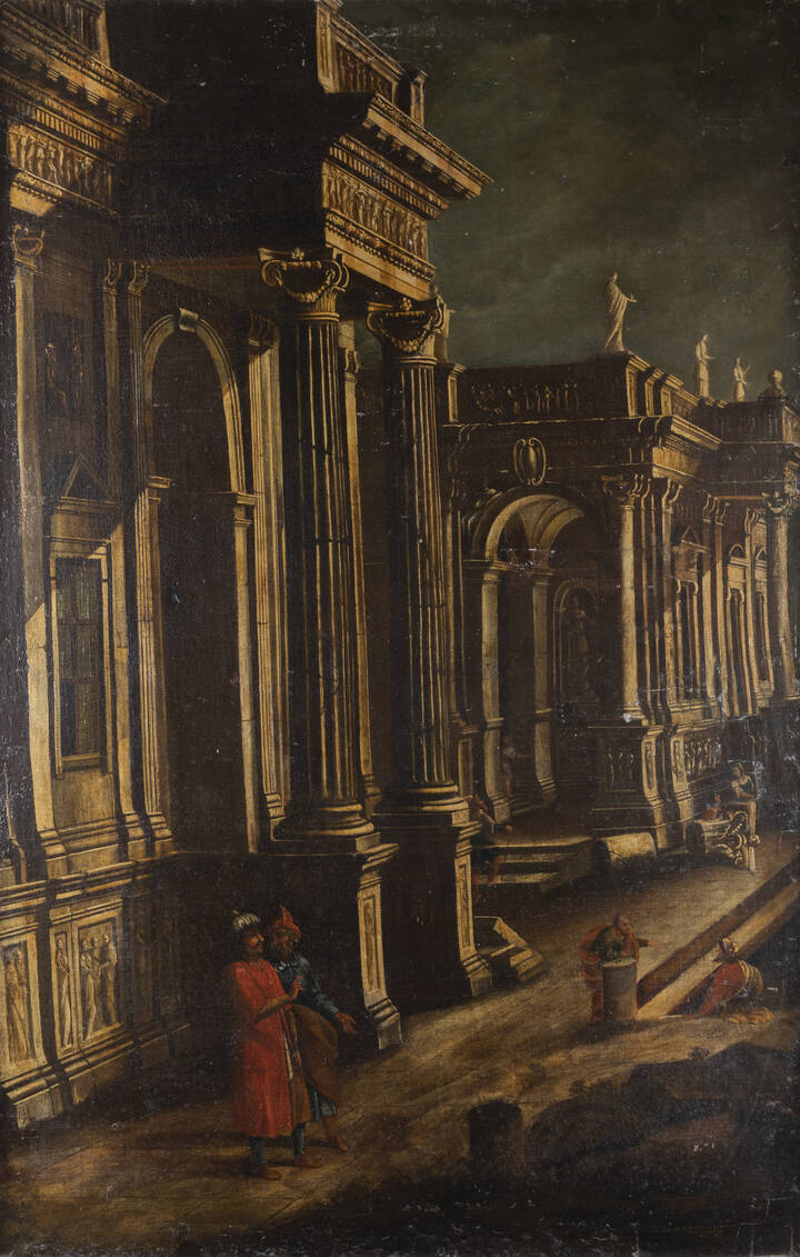 PITTORE ANONIMO DEL XVIII SECOLO - 'Architetture con figure orientali'