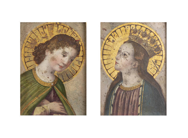 DELLA FINE DEL XVI SECOLO PITTORE ANONIMO - 'Arcangelo'<br>'Maria'