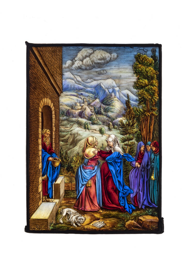 PITTORE ANONIMO DEL XIX SECOLO - 'Incontro tra Maria Vergine ed Elisabetta' 