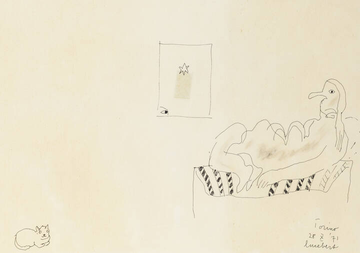  LUCEBERT - 'Uomo, gatto e finestra' Torino 28-X-71