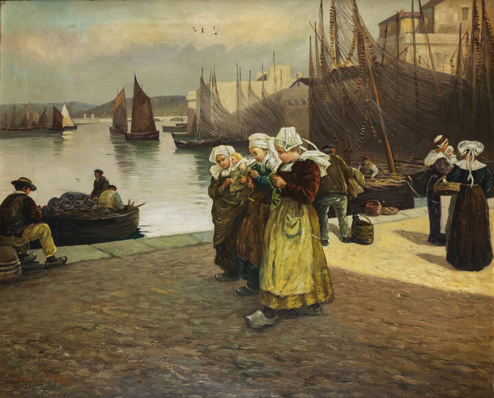 LIONELLO BALESTRIERI - 'Figure al porto' periodo bretone