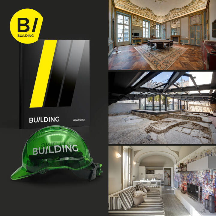 GRUPPO BUILDING - Building kit<br>Il pacchetto include:<br>- un tour guidato presso The Number 6 e Quadrato;<br>- una notte per due persone presso Quadrato;<br>- un caschetto da cantiere Building e il Building Magazine 2020