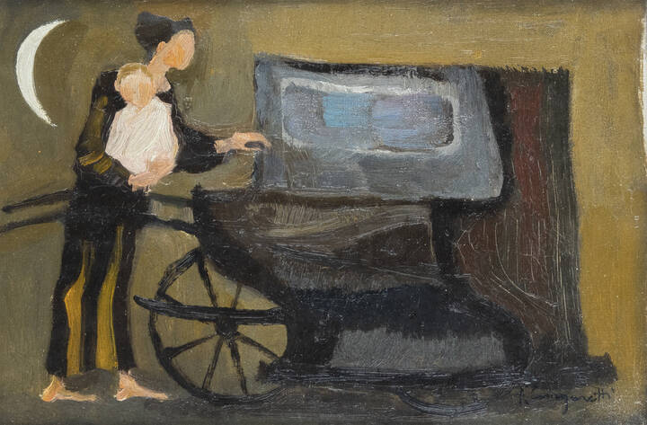 TRENTO LONGARETTI - 'Madre e pianola nera' anni '70