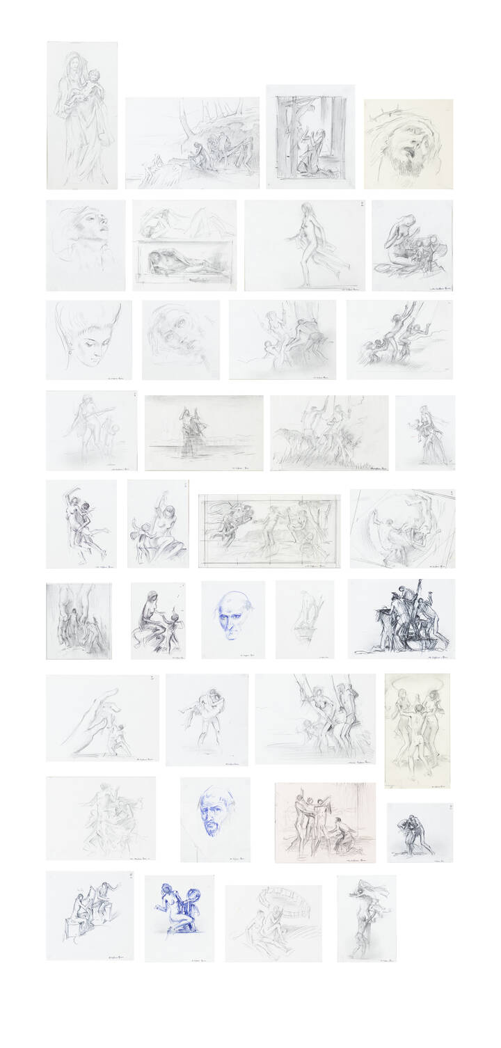 MARIO CAFFARO RORE - Lotto di trentasei disegni di soggetto vario