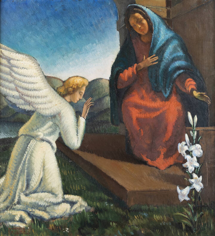RAFFAELE COLLINA - a.'Annunciazione'(recto) 1929<br>b.'Paesaggio' (verso)