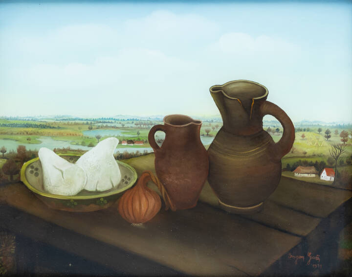 GAZI DRAGAN - 'Natura morta con brocche'1971