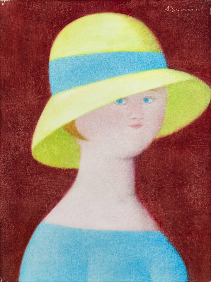 ANTONIO BUENO - 'Figura con cappello (giallo)' 1983