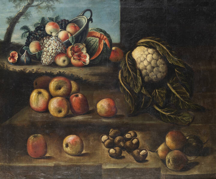 PITTORE ANONIMO DI SCUOLA PIEMONTESE INIZI XVIII SECOLO - 'Natura morta'