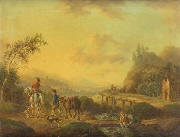 PITTORE ANONIMO DEL XVIII SECOLO - 'In viaggio' XVIII secolo