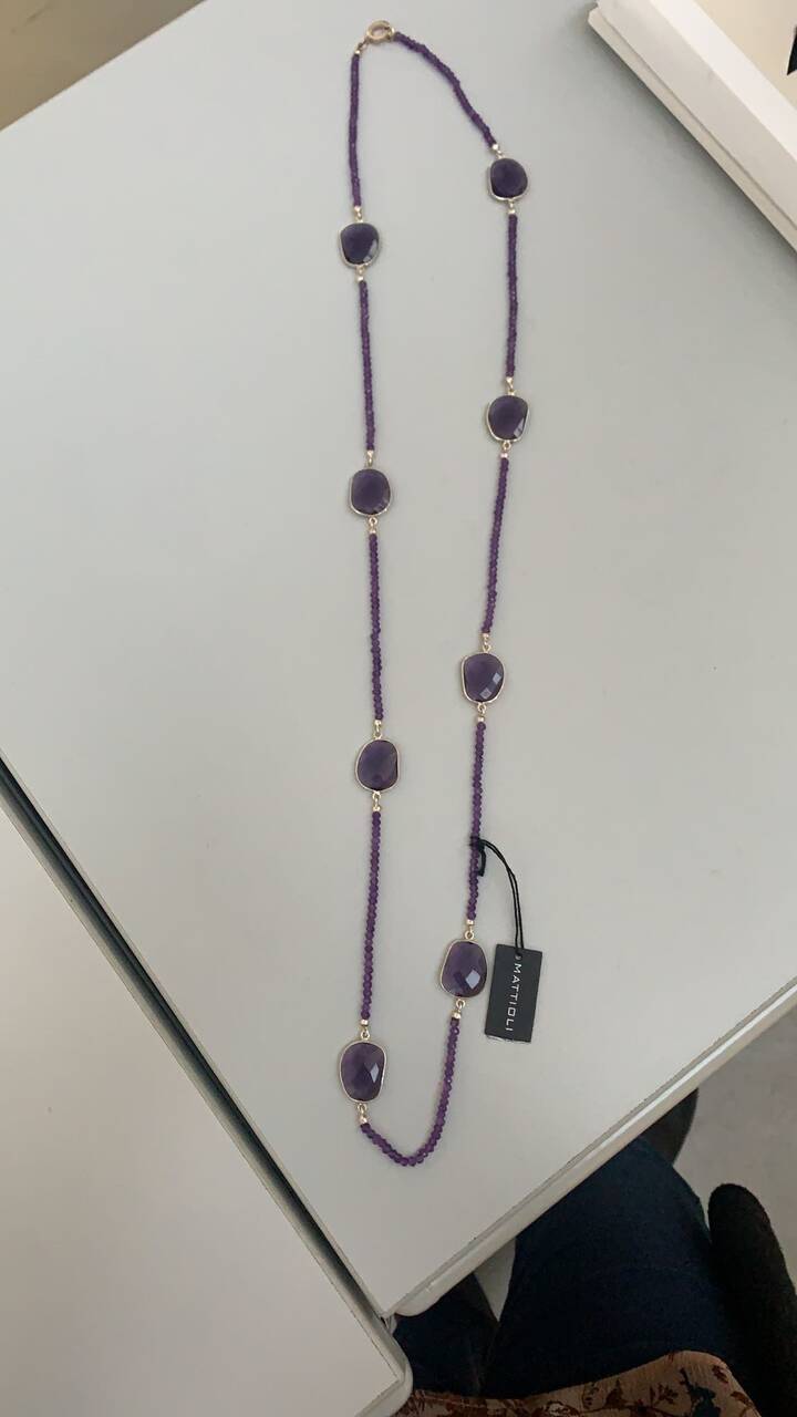 MATTIOLI - Collana sautoir collezione Puzzle, in argento e ametista '90 cm' (Ref. Art. MYGA54500A)
